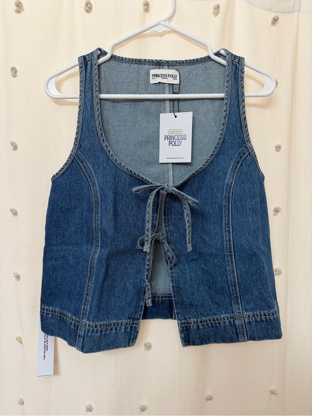 Princess Polly Stefenie Tie-Front Mid Wash Denim Top